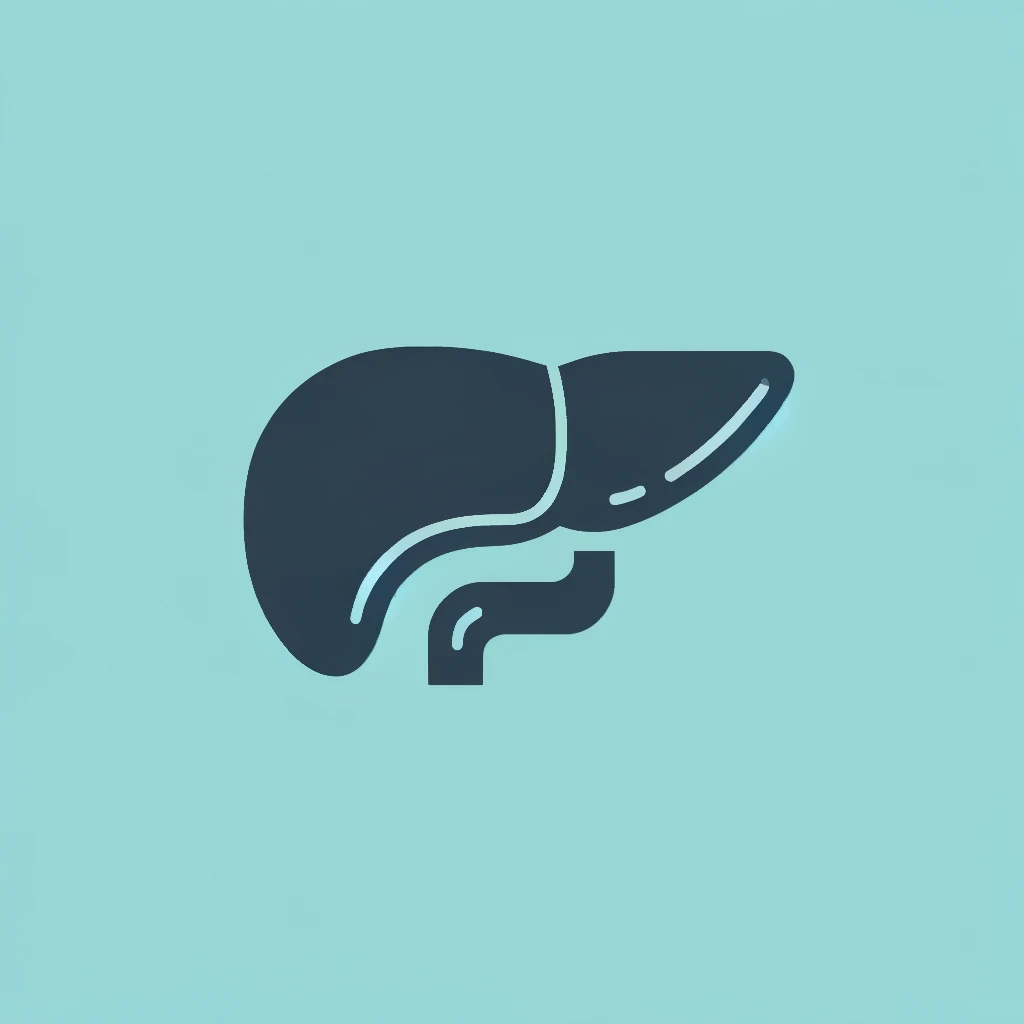 DALL·E 2024 05 24 08.23.16 A simple clean image showing the pancreas in a single color with a highlighted section representing the liver. The background is a solid color and t
