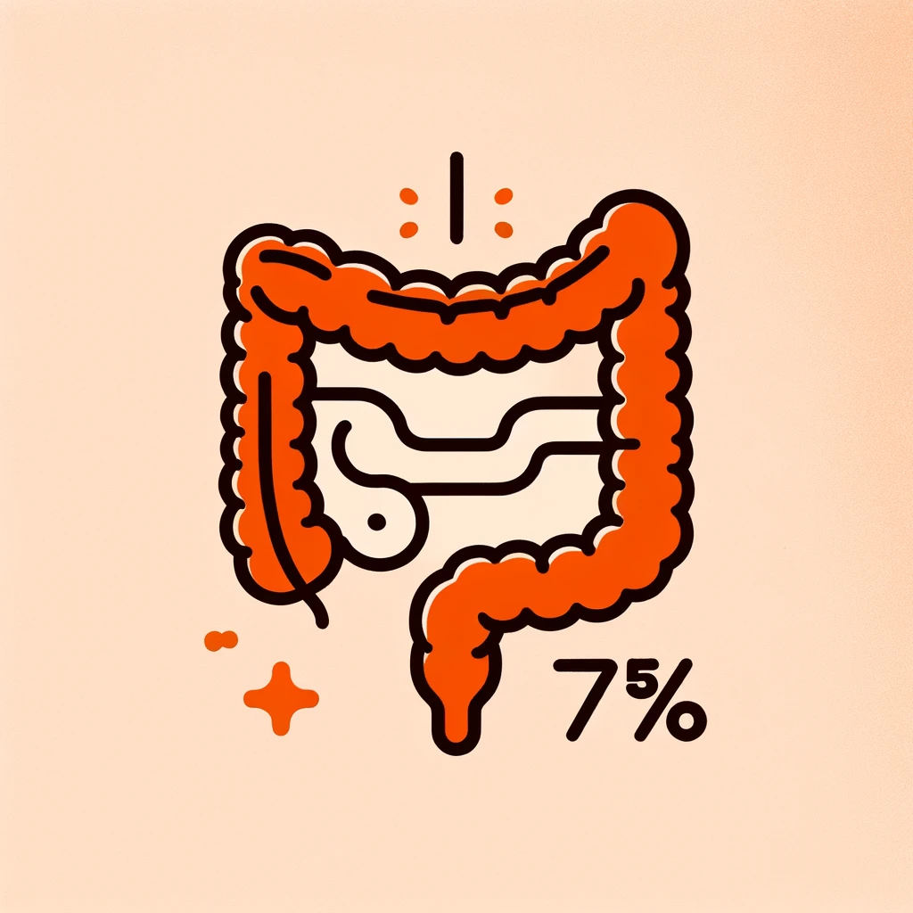 DALL·E 2024 06 01 08.39.32 An image with a 75 solid color background orange FE7C55 featuring a simple relevant object such as an illustration of the small intestine with n