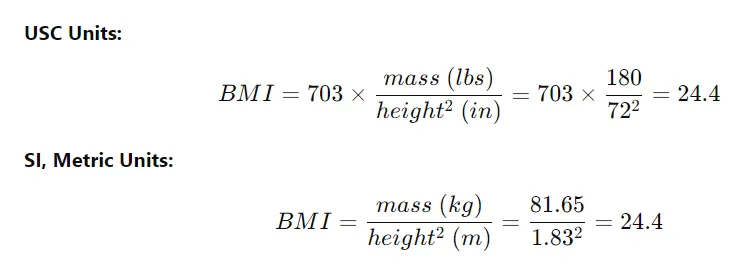 Body Mass Index BMI formula